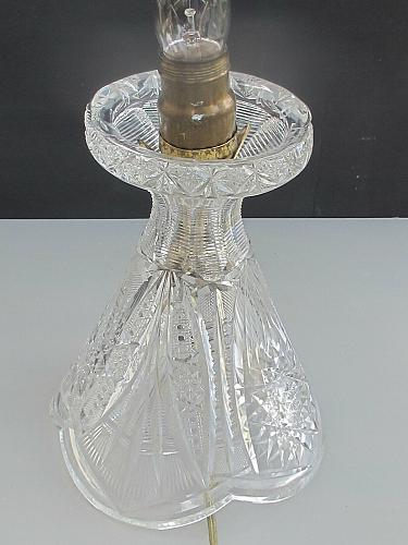 Cut Glass crystal lamp 2 part Antique ABP frosted shade