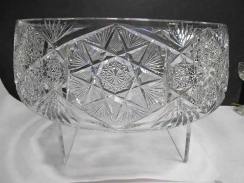 American Brilliant Period Hand Cut Glass 12.5" bowl Antique