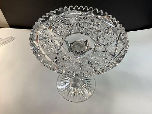 American Brilliant Period Cut Glass compote, Antique tgc