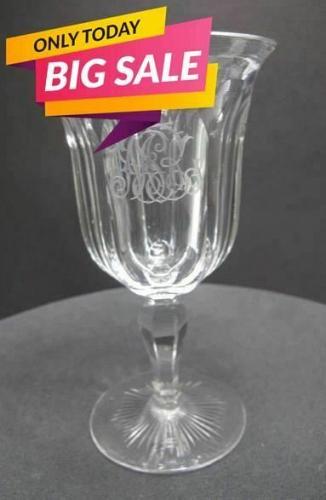 Signed Hawkes ABP wine American Brilliant Period hand Cut Glass Monogramed