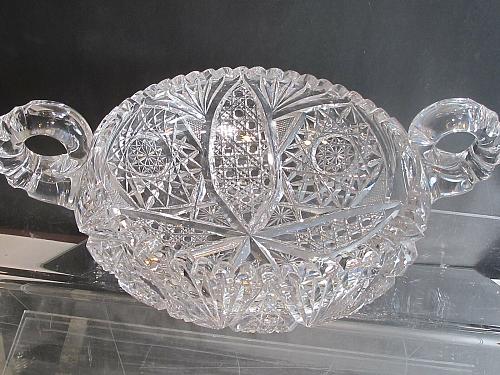 Hand Cut Glass 2 handled bowl abp