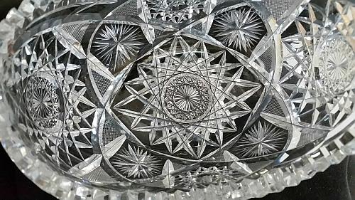 ABP CUT glass orange bowl antique