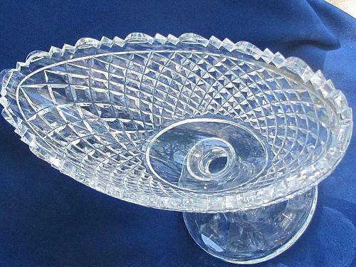 Signed Waterford oval pedestal bowl / center piece Hand cut in Ireland