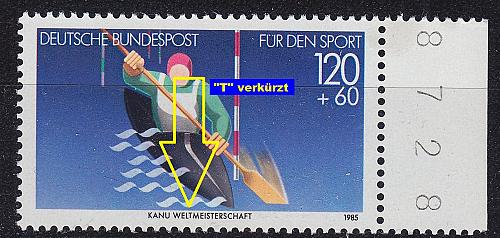 GERMANY BUND [1985] MiNr 1239 F30,I ( **/mnh ) Sport Plattenfehler