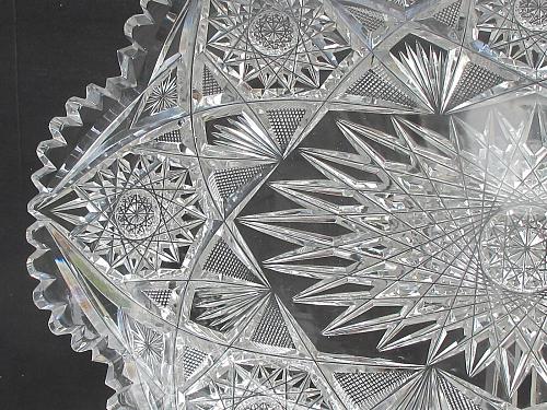 ABP American Brilliant Period Cut Glass Rectangle tray Antique 16" blown blank