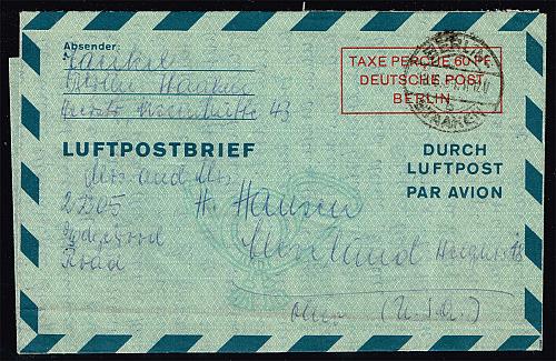 Germany-Berlin Mi LF2bIII Aerogramme; Used (MCV 70 E) (4Stars) |DEUMiBWLF2bIII-02XDP