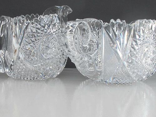 Sugar and creamer American Brilliant Period Cut Glass Antique sg