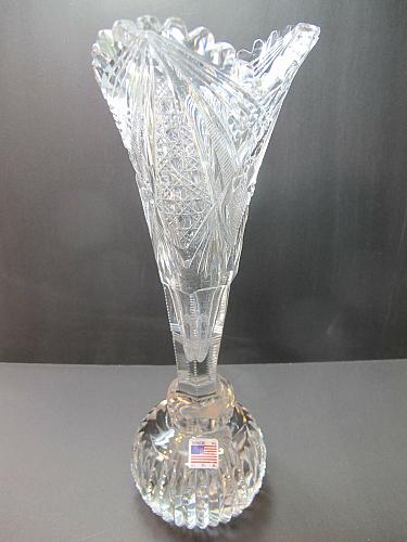 American Brilliant Period Cut Glass paperweight vase
