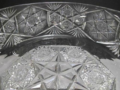 American Brilliant Period Hand Cut Glass 12.5" bowl Antique