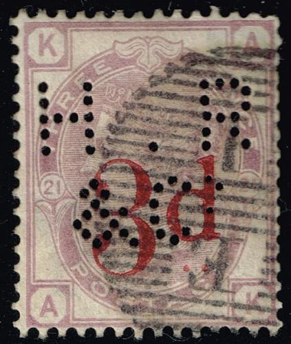 Great Britain #94 Queen Victoria; Used Perfin (2Stars) |GBR0094-01XDP