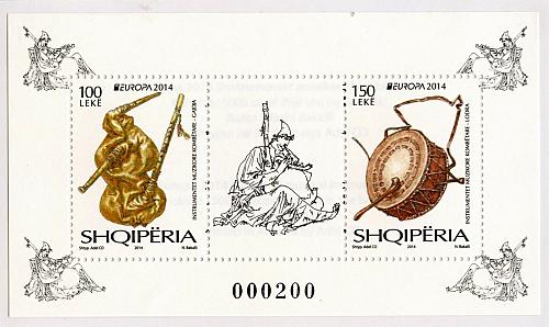 Albania Stamps 2014. Europa CEPT, National musical instruments. Block MNH