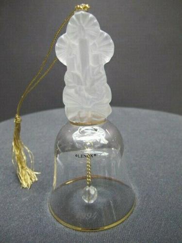 Lenox Crystal 1994 christmas mini candle bell USA mouth blown gold band