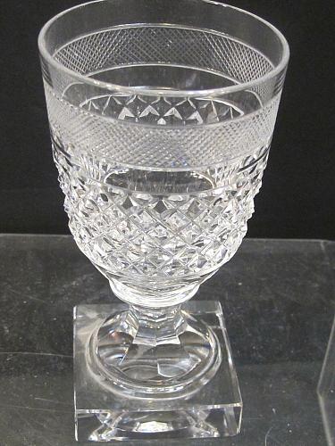 6 Cut Glass wine Antique hand cut square base