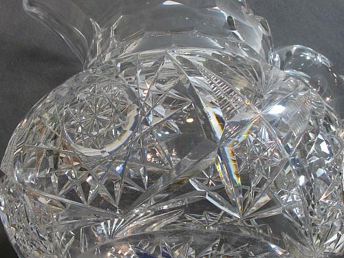 American Brilliant Period Cut Glass squat pitcher Antique 6.75 lb