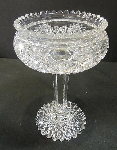 American Brilliant Period Comport cut glass flared
