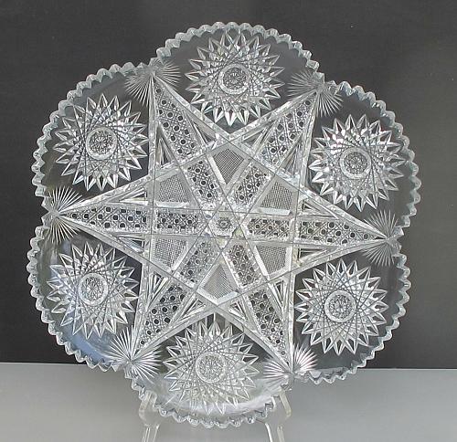 ABP cut glass plate American brilliant 13.75"