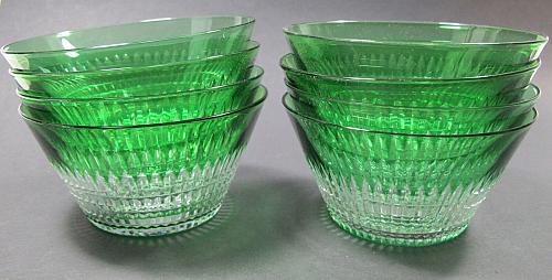 Green cased glass cut to clear finger bowl Dorflinger ?