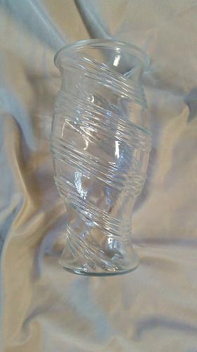 Vintage FTD Clear Glass Spiral Pattern Flower Vase- 8 Inches Tall