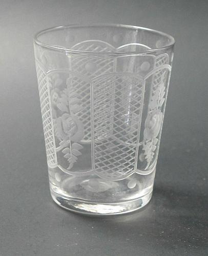 Westmoreland engraved Rose etched cut shot glass