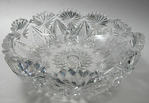 ABP hand Cut Glass mouth blown crimped crystal bowl wheel polished