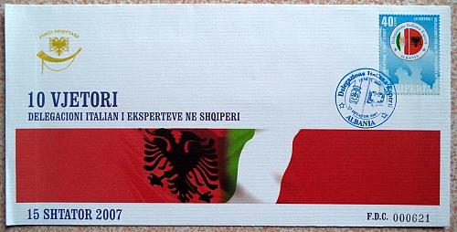 Albania Stamps 2007. 10th year day of Italian experts delegation. FDC Set MNH