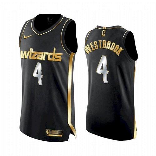 Men's Washington Wizards #4 Russell Westbrook 2021 Black Golden Jersey