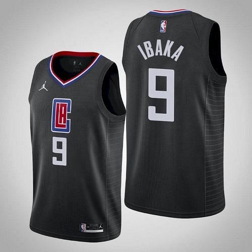 Men's Los Angeles Clippers #9 Serge Ibaka Black Statement Jersey