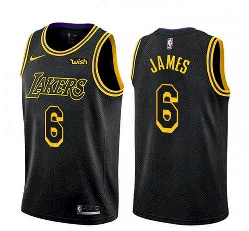 Men's Los Angeles Lakers #6 LeBron James Black City Jersey