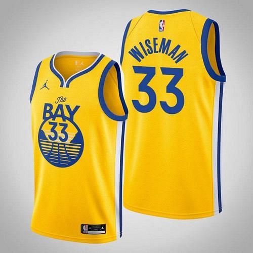 Men's Golden State Warriors #33 James Wiseman Gold 2020 Draft Jersey