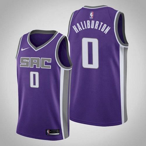 Men's Sacramento Kings #0 Tyrese Haliburton Purple 2020 Draft Jersey