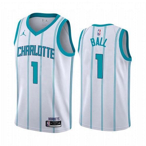 Men's Charlotte Hornets #1 LaMelo Ball White 2020 Draft Jersey