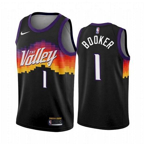 Men's Phoenix Suns #1 Devin Booker 2021 Valley City Black Jersey