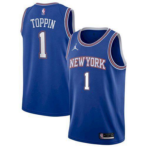 Men's New York Knicks #1 Obi Toppin 2021 Blue Statement Jersey