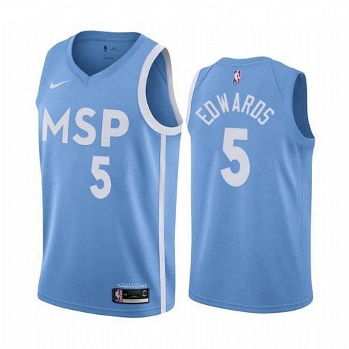 Men's Minnesota Timberwolves #5 Anthony Edwards Blue MSP City Jersey