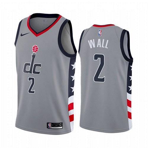 Men's Washington Wizards #2 John Wall City Gray Jersey