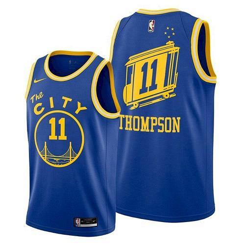 Men's Warriors #11 Klay Thompson Royal 2020 2021 Classic Jersey