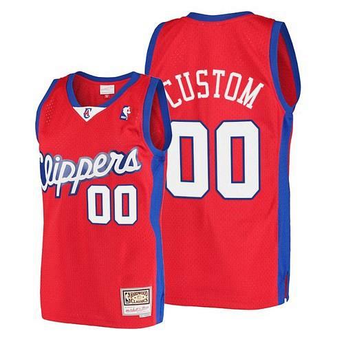 Men's Los Angeles Clippers #00 Custom Red 2001 2002 Throwback Jersey