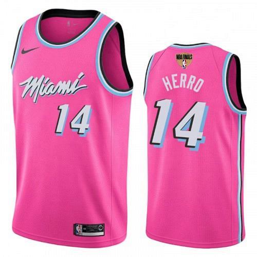 Men's Miami Heat #14 Tyler Herro Pink Earned 2020 Finals Jersey