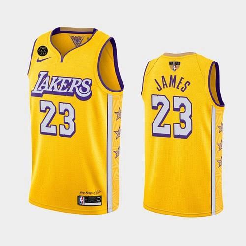 Men's Lakers LeBron James Yellow City Kobe Forever 2020 Finals Jersey
