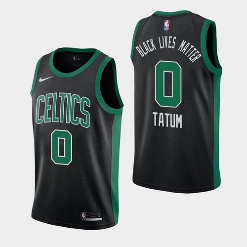 Men's Boston Celtics #0 Jayson Tatum Black Lives Matter Black Jersey
