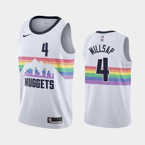 Men's Denver Nuggets #4 Paul Millsap White City Jersey