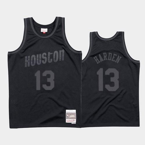 Men's Rockets #13 James Harden Black Tonal 1993 1994 Throwback Jersey