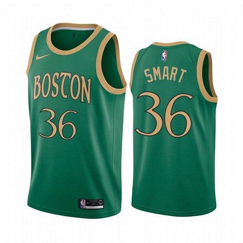 Men's Boston Celtics #36 Marcus Smart 2020 Green City Jersey