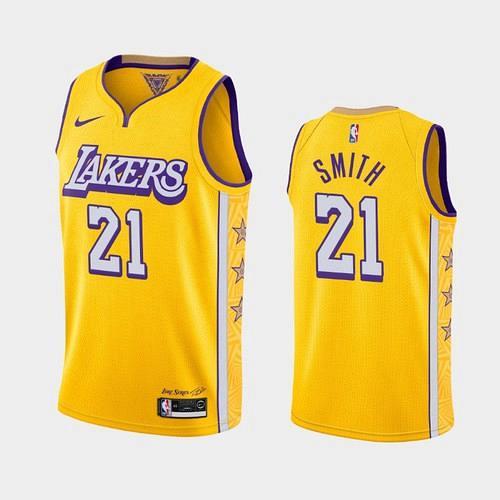 Men's Los Angeles Lakers #21 JR Smith 2020 Yellow City Jersey