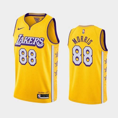 Men's Los Angeles Lakers #88 Markieff Morris 2020 Yellow City Jersey