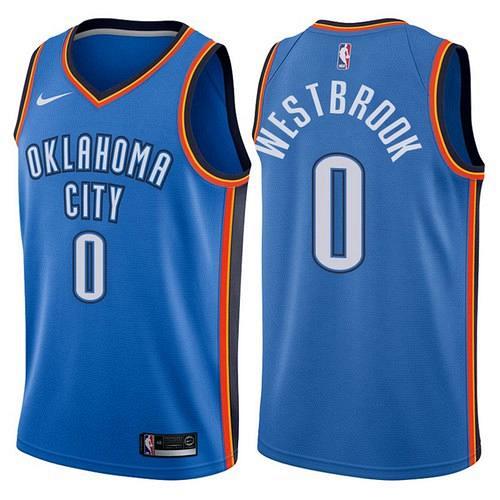 Men's Oklahoma City Thunder #0 Russell Westbrook Icon Blue Jersey