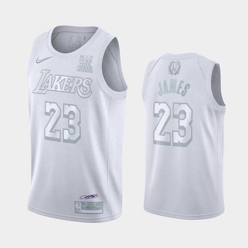 Men's Los Angeles Lakers #23 LeBron James MVP White Jersey