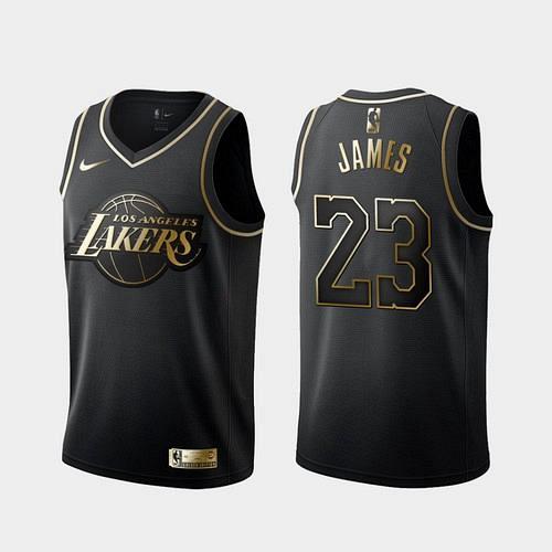 Men's Los Angeles Lakers #23 LeBron James Black Golden Jersey