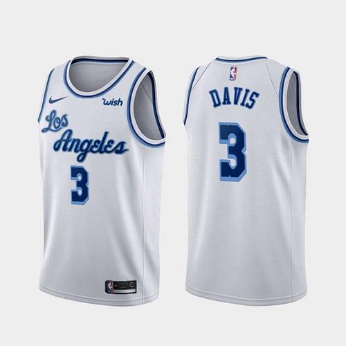 Men's Los Angeles Lakers #3 Anthony Davis 2020 White Classic Jersey