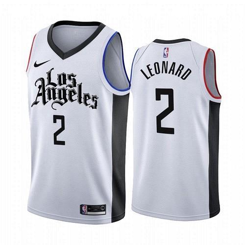 Men's Clippers #2 Kawhi Leonard 2020 White City Edition Jersey